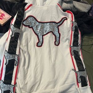 Victoria's Secret White and Black Sequin Dog Hoodie